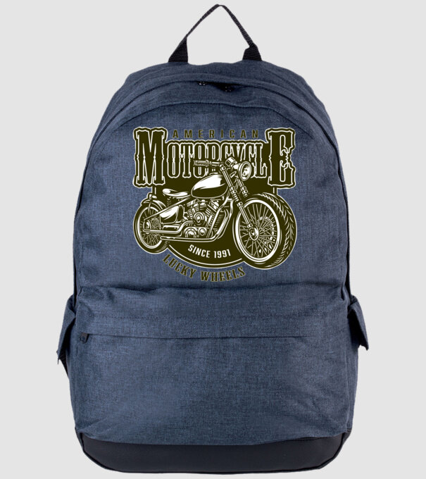 Motorcycle  minta farmerkék pólón