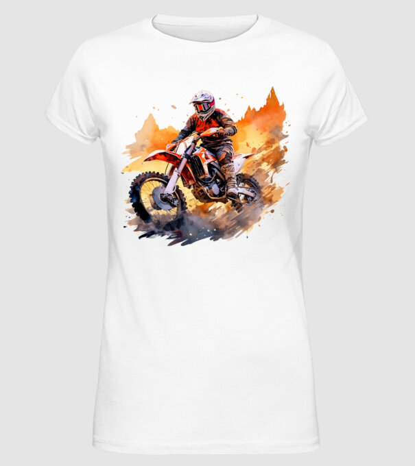 Motocross minta fehér pólón