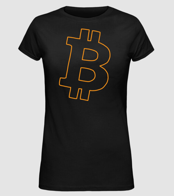 Bitcoin minta fekete pólón