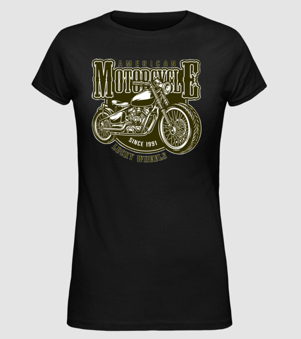 Motorcycle minta fekete pólón