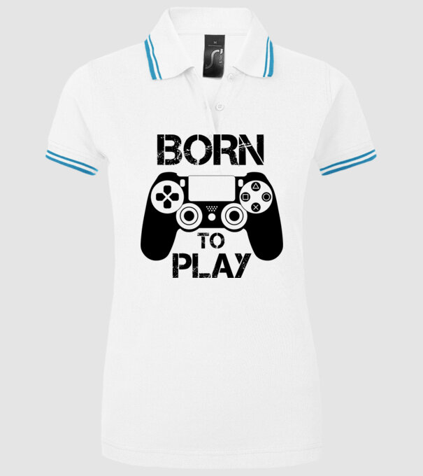 Born to play  minta fehér pólón