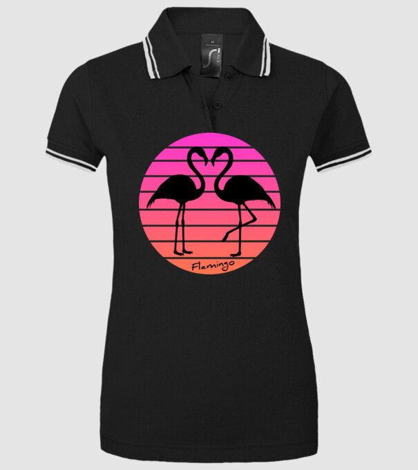 Flamingo minta fekete pólón