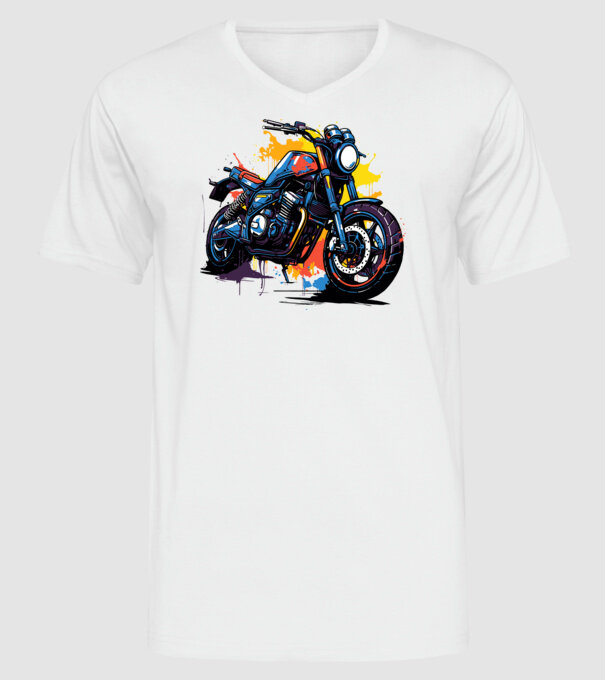 Motor minta fehér pólón