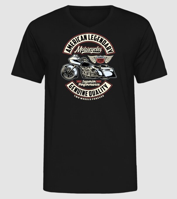 Motorcycle minta fekete pólón