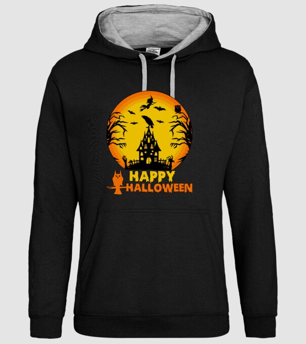 halloween minta fekete pólón