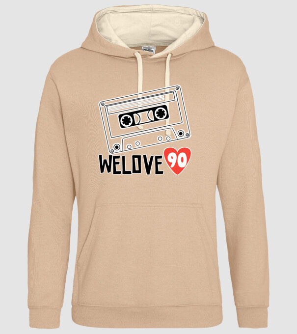 welove 90s minta homokszín pólón