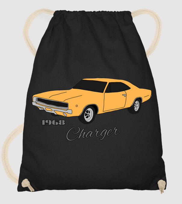 Charger minta fekete pólón