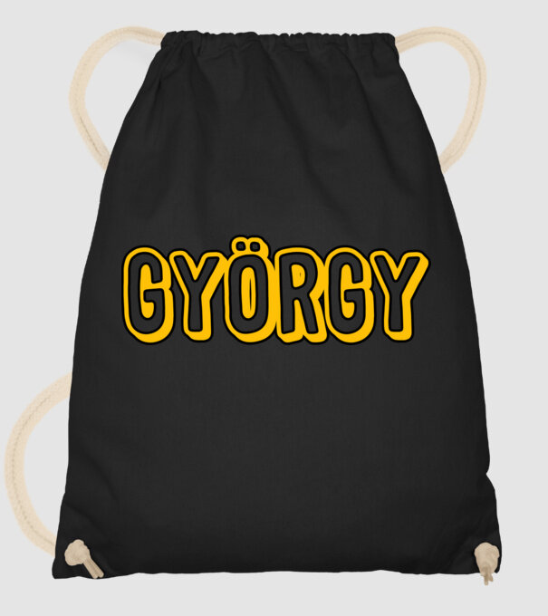 György minta fekete pólón