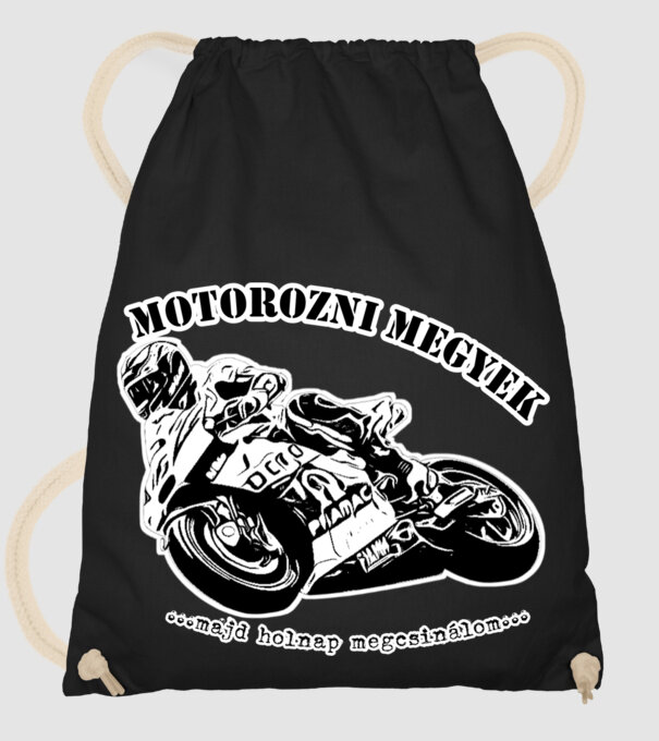 MOTOROZNI MEGYEK minta fekete pólón