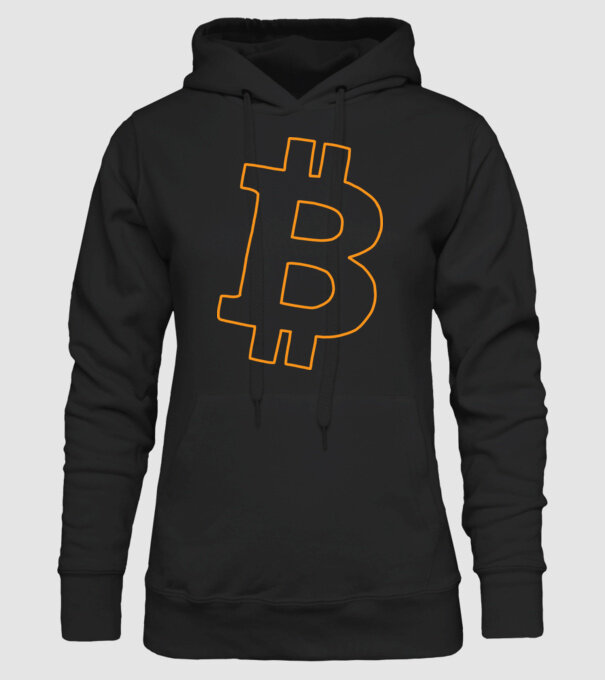 Bitcoin minta fekete pólón