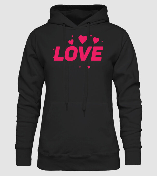 Love minta fekete pólón