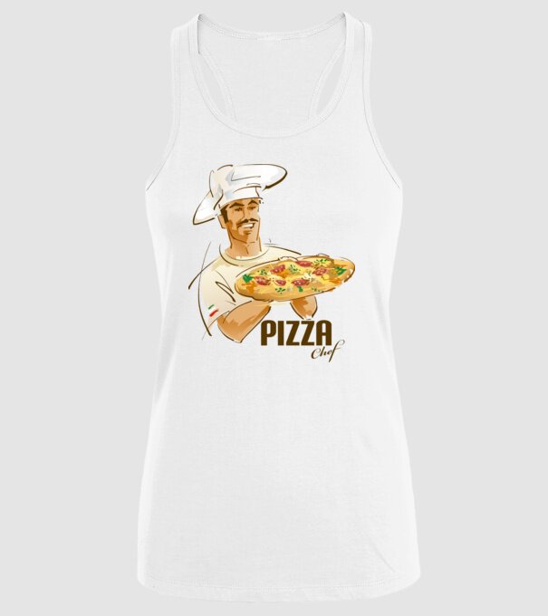 Pizza chef minta fehér pólón