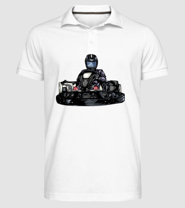 Gokart minta fehér pólón