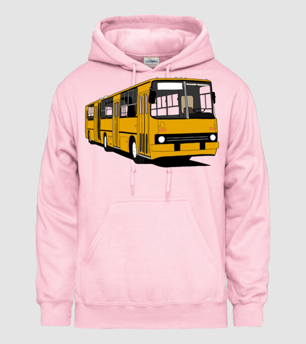 Busz minta világos rózsaszín pólón