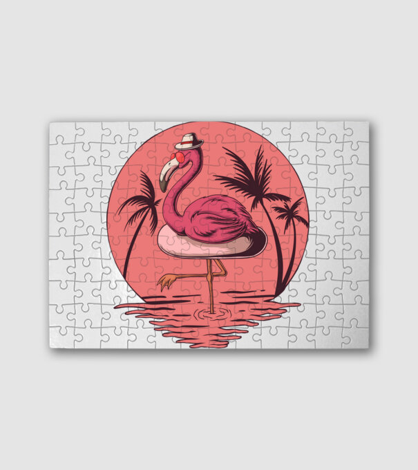 flamingo summer minta fehér pólón