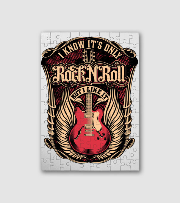 rock n roll minta fehér pólón