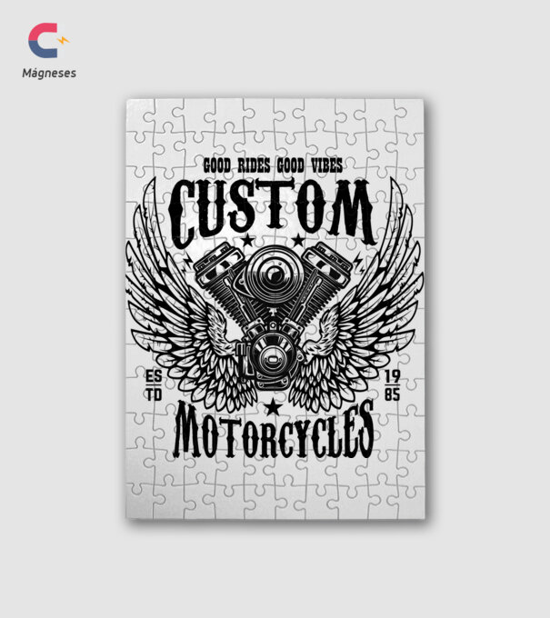 Custom motorcycles minta fehér pólón