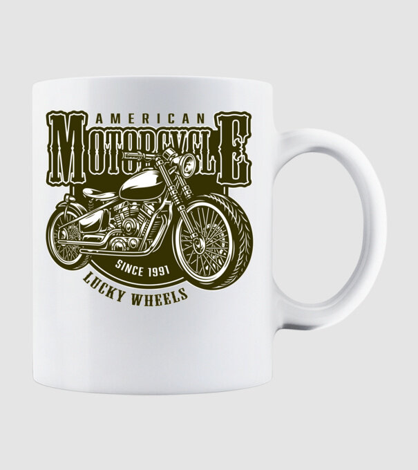 Motorcycle minta fehér pólón