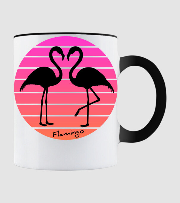 Flamingo minta fekete pólón