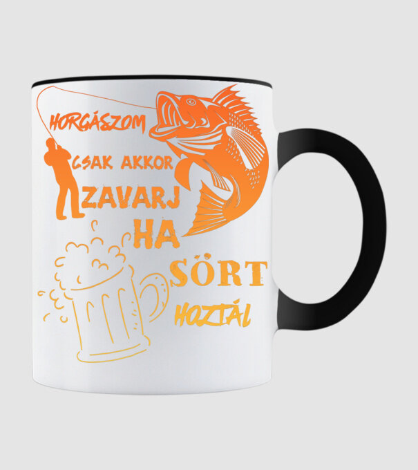 horgászom csak akkor zavarj, ha sört hoztál! minta fekete pólón