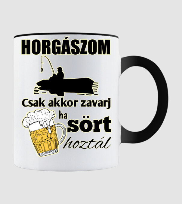 Horgászom csak akkor zavarj ha sört hoztál minta fekete pólón