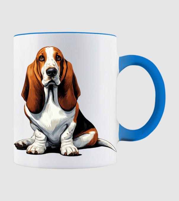 Basset hound minta világoskék pólón
