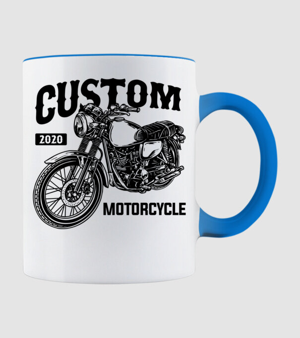 Motorcycle minta világoskék pólón