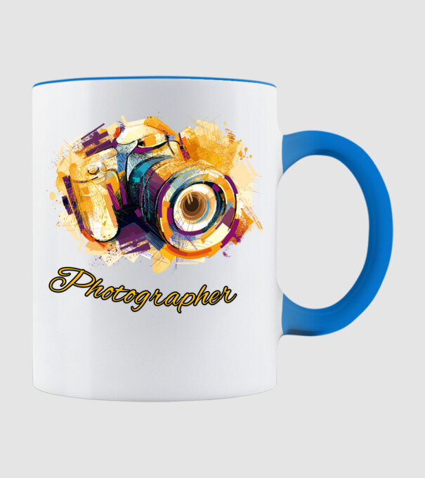 photographer minta világoskék pólón