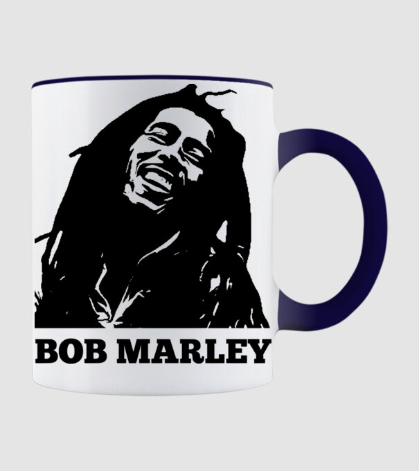bitkép-bob marley minta sötétkék pólón