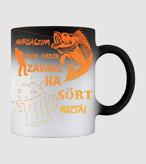 horgászom csak akkor zavarj, ha sört hoztál! minta fekete pólón