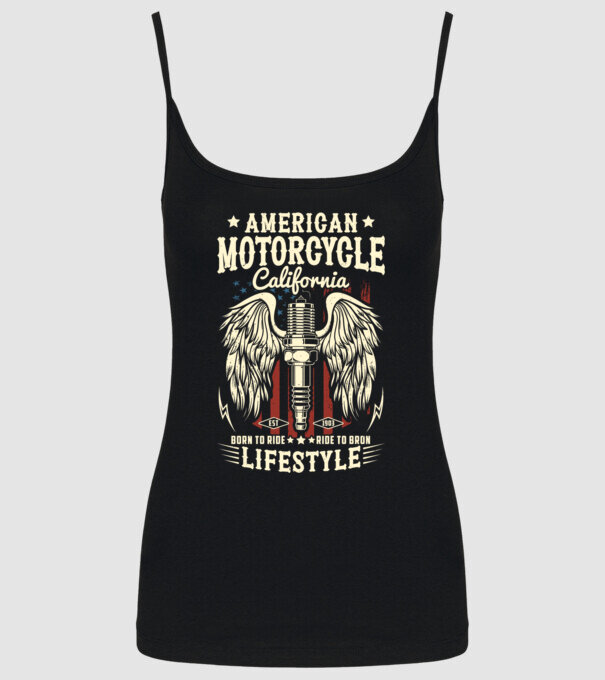 American Motorcycle minta fekete pólón