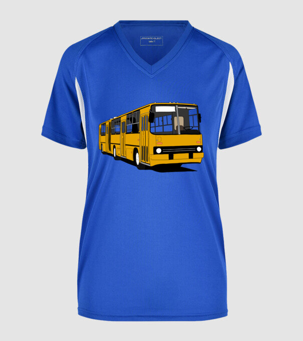 Busz minta királykék pólón