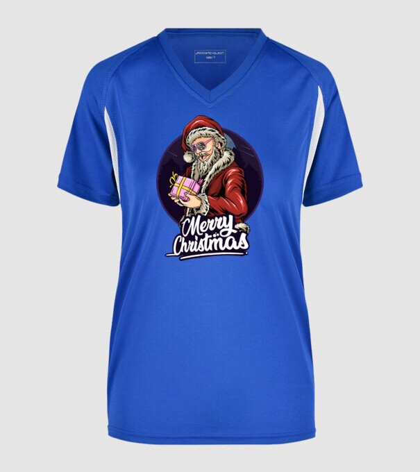 Mikulás minta királykék pólón