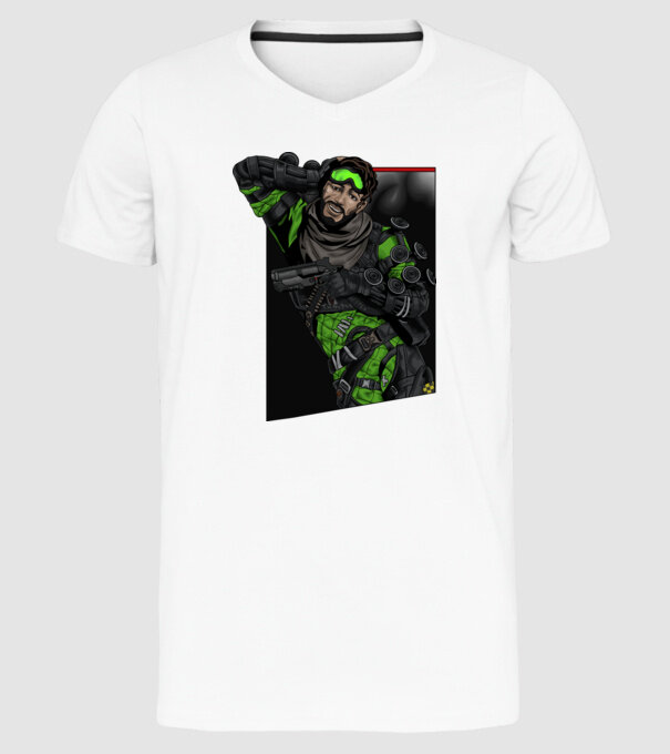 Apex Legend Mirage minta fehér pólón