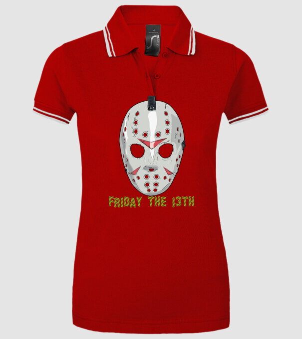 Friday 13th Jason veszély minta piros pólón