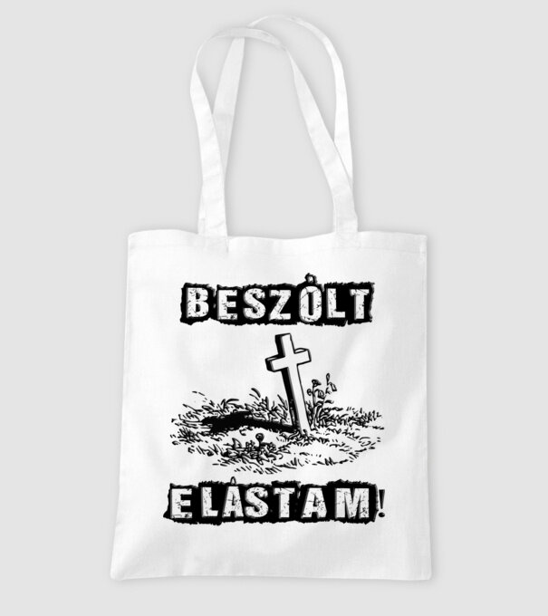 Beszólt elástam fekete minta fehér pólón