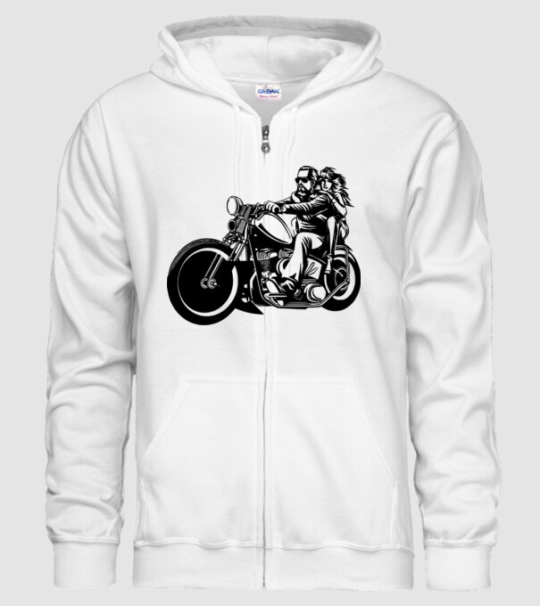 Motoros pár színezhető minta fehér pólón