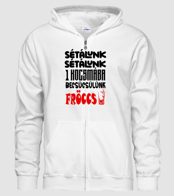 Sétálunk sétálunk egy kocsmába becsücsülünk fröccs minta fehér pólón