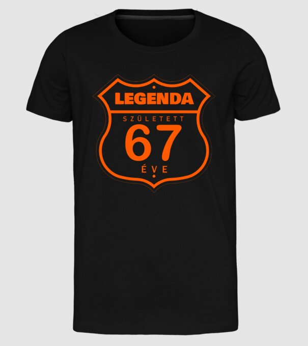 route58Legenda született 67 éve színezhető minta fekete pólón