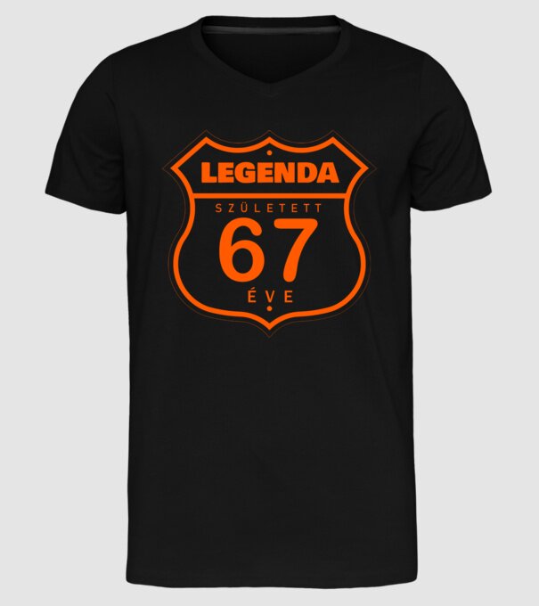 route58Legenda született 67 éve színezhető minta fekete pólón