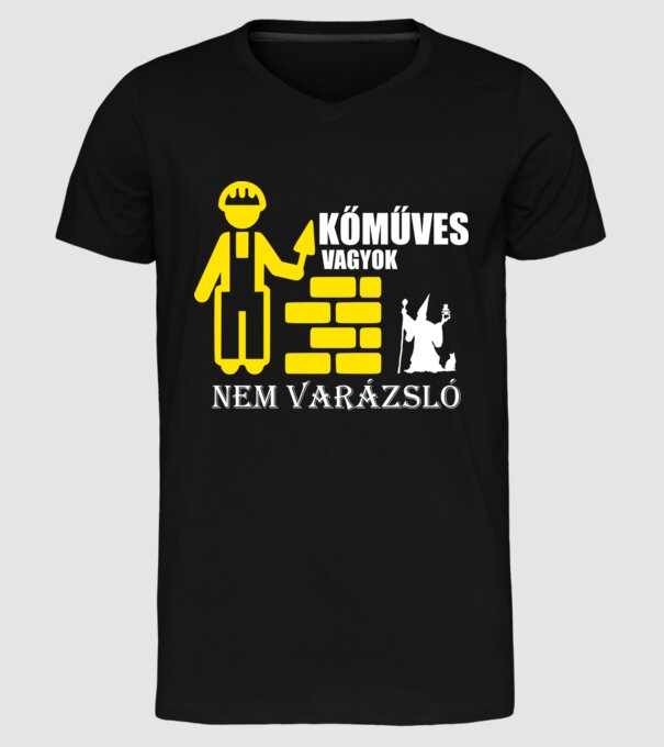 Színezhető kőműves minta fekete pólón