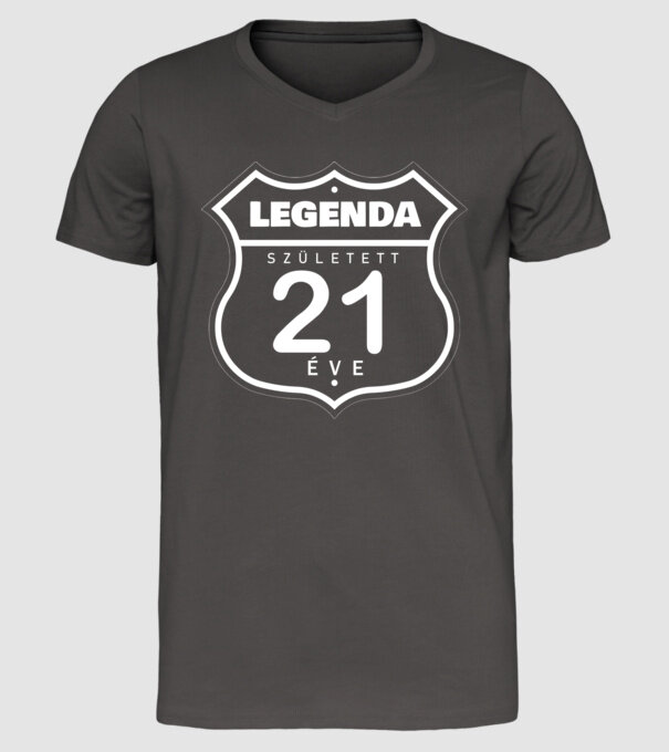 legenda született 21 éve színezhető minta sötétszürke pólón