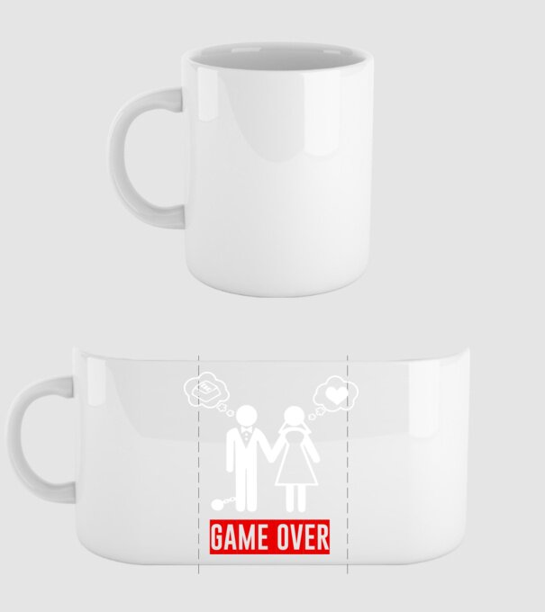 Game over színezhető minta fehér pólón