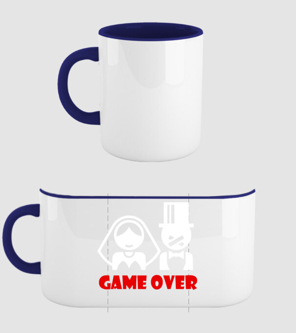 Game over színezhető minta sötétkék pólón
