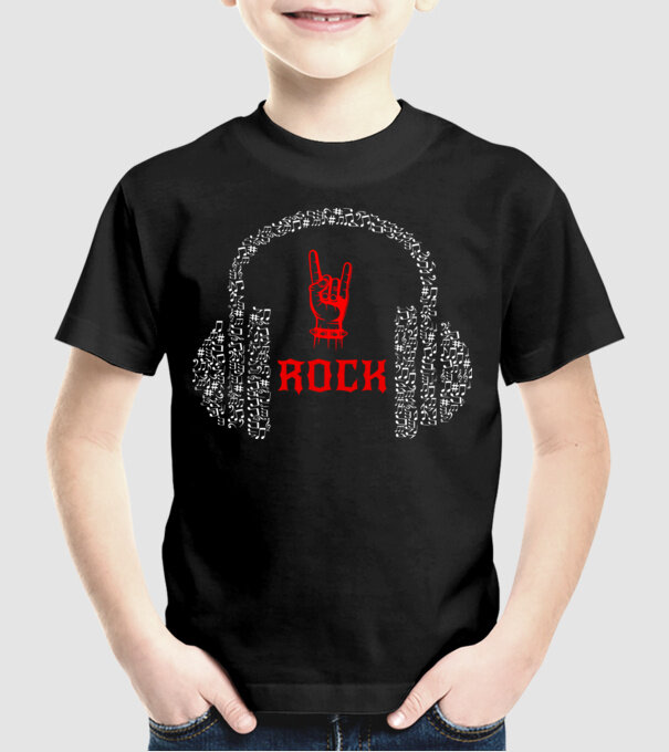 Rock színezhető minta fekete pólón