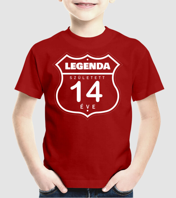 Legenda született 14 éve színezhető minta piros pólón