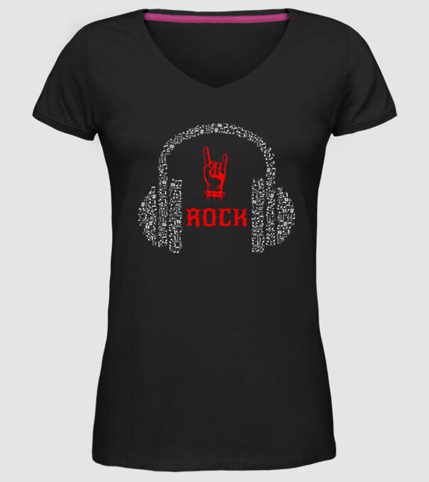 Rock színezhető minta fekete pólón
