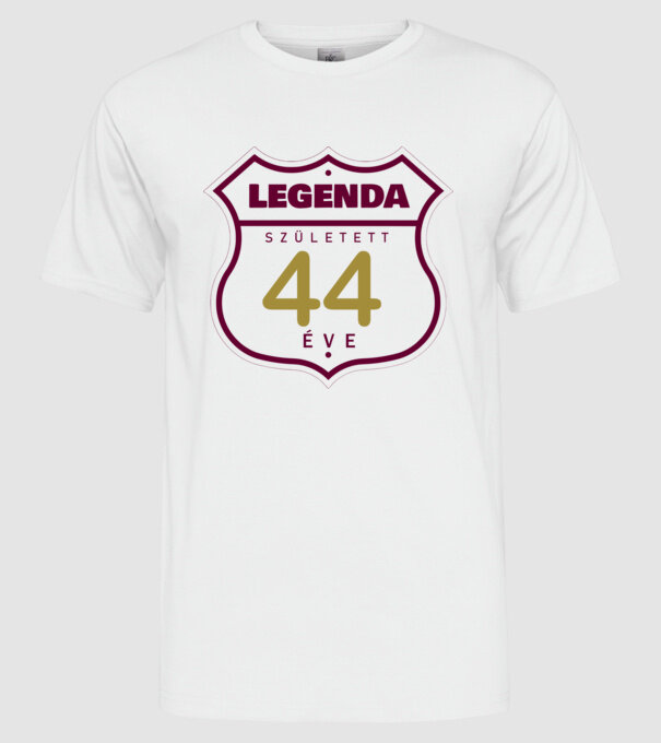 legenda született 44 éve színezhető minta fehér pólón