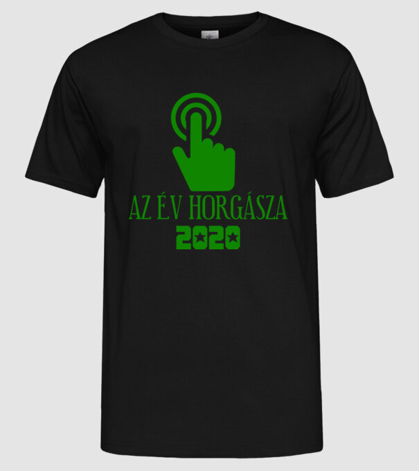 Az év horgásza 2020 színezhető minta fekete pólón
