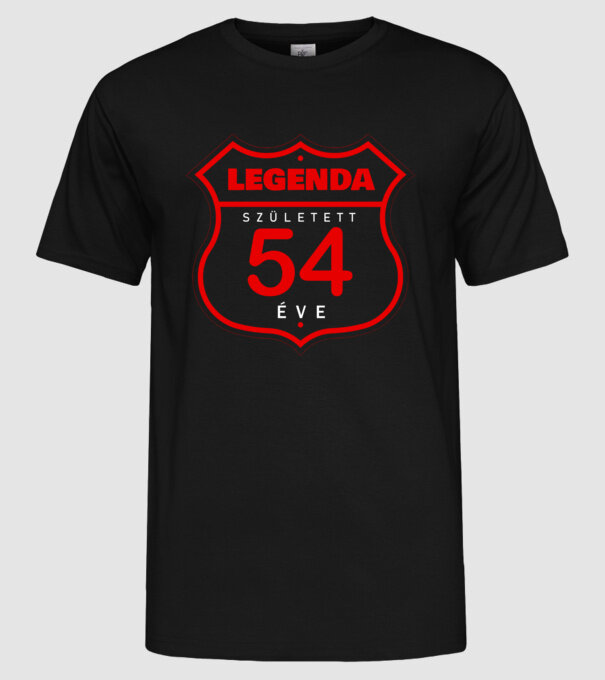 Legenda született 54 éve minta fekete pólón